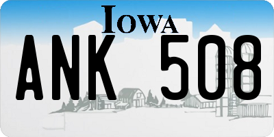 IA license plate ANK508
