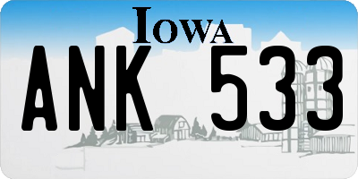 IA license plate ANK533