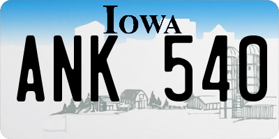 IA license plate ANK540