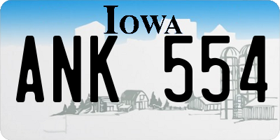IA license plate ANK554