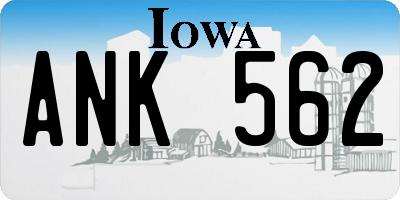 IA license plate ANK562