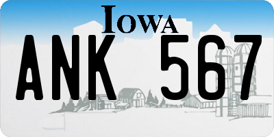 IA license plate ANK567