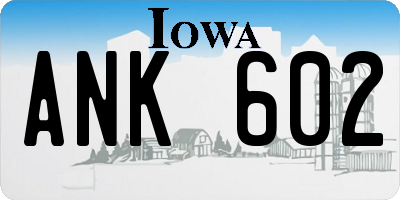 IA license plate ANK602