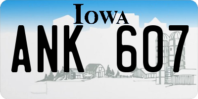 IA license plate ANK607