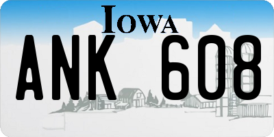 IA license plate ANK608