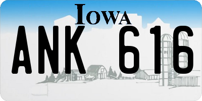 IA license plate ANK616
