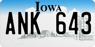 IA license plate ANK643