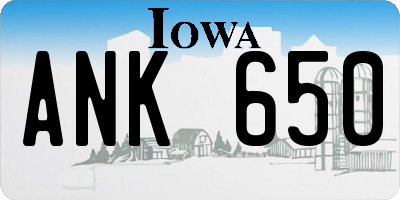 IA license plate ANK650