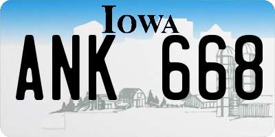 IA license plate ANK668