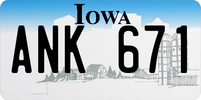 IA license plate ANK671