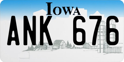 IA license plate ANK676