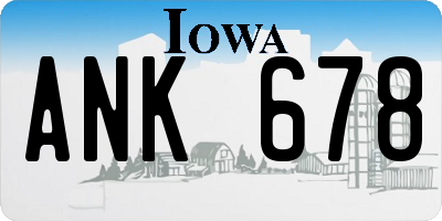 IA license plate ANK678