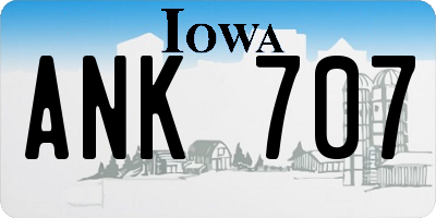 IA license plate ANK707