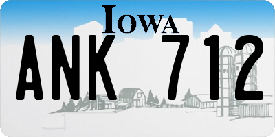 IA license plate ANK712