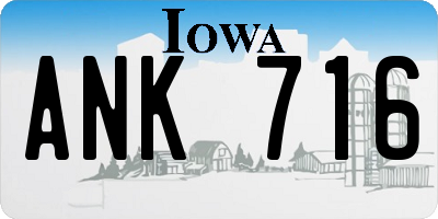 IA license plate ANK716