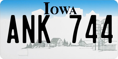 IA license plate ANK744