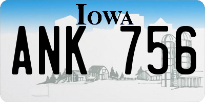 IA license plate ANK756