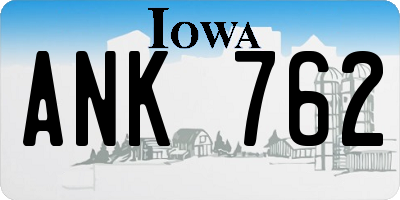 IA license plate ANK762