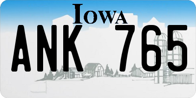 IA license plate ANK765