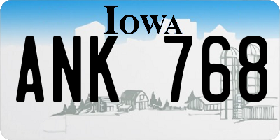 IA license plate ANK768