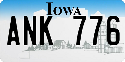 IA license plate ANK776