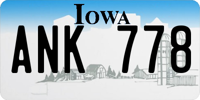 IA license plate ANK778