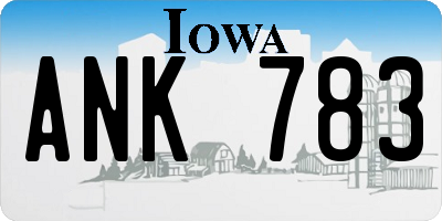 IA license plate ANK783