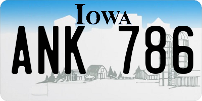 IA license plate ANK786