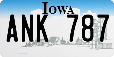 IA license plate ANK787
