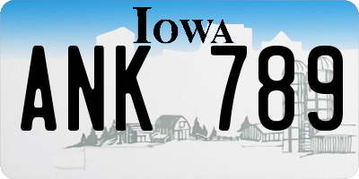 IA license plate ANK789