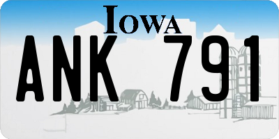 IA license plate ANK791