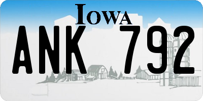 IA license plate ANK792