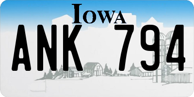 IA license plate ANK794