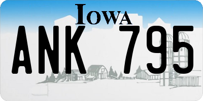 IA license plate ANK795
