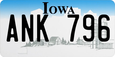 IA license plate ANK796