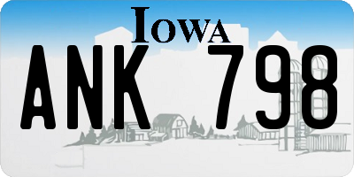 IA license plate ANK798