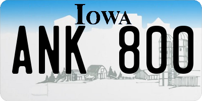 IA license plate ANK800