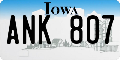 IA license plate ANK807