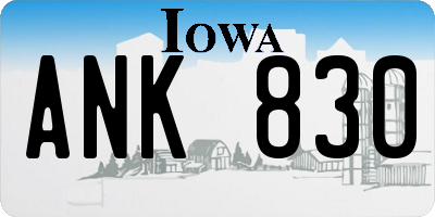 IA license plate ANK830