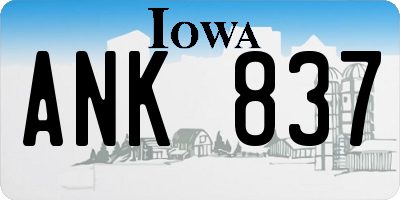 IA license plate ANK837