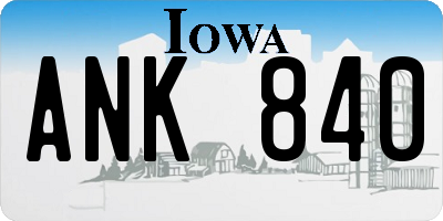 IA license plate ANK840