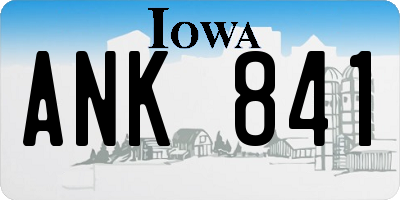 IA license plate ANK841