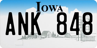 IA license plate ANK848