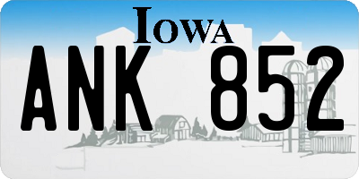 IA license plate ANK852