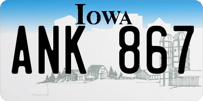 IA license plate ANK867
