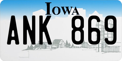 IA license plate ANK869