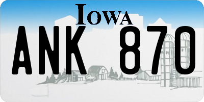 IA license plate ANK870