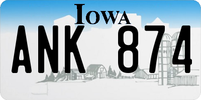 IA license plate ANK874