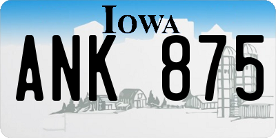 IA license plate ANK875