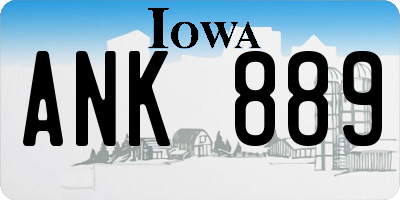 IA license plate ANK889